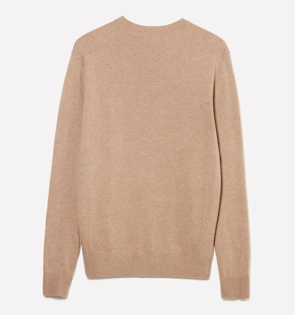 Pull col rond beige foncé coupe classique - pulls col rond pour homme - Beige | Sisley image number 2